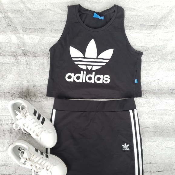adidas crop top and skirt